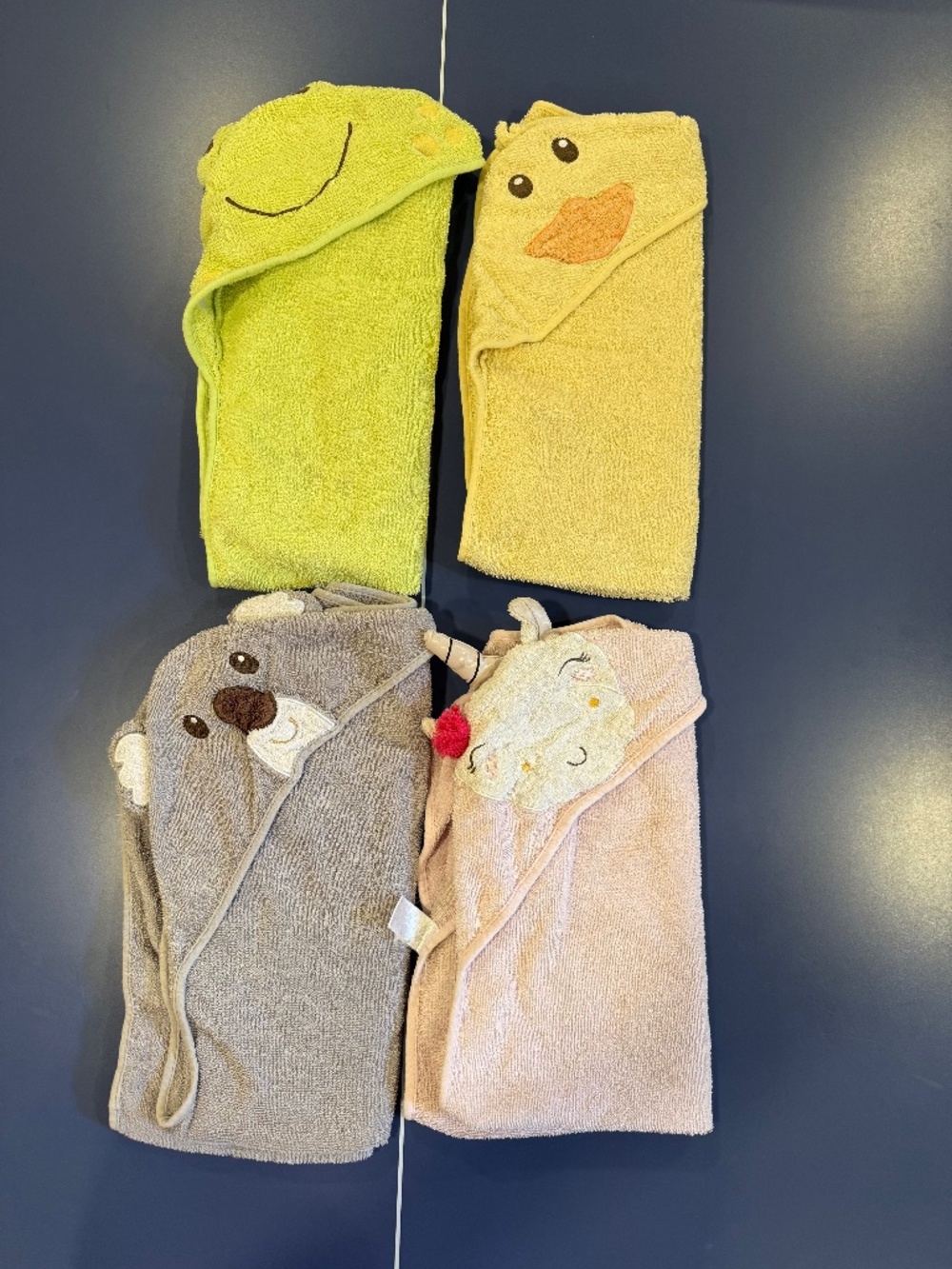 Lot of 4 Luvable Friends Face Hooded Baby Towels